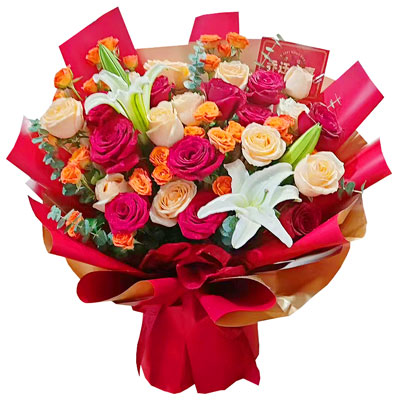 抚顺19朵玫瑰百合，爱情永不凋零