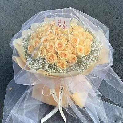 抚顺52朵香槟玫瑰满天星，你就是我的全部