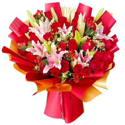 抚顺33朵红玫瑰百合，心灵的火花